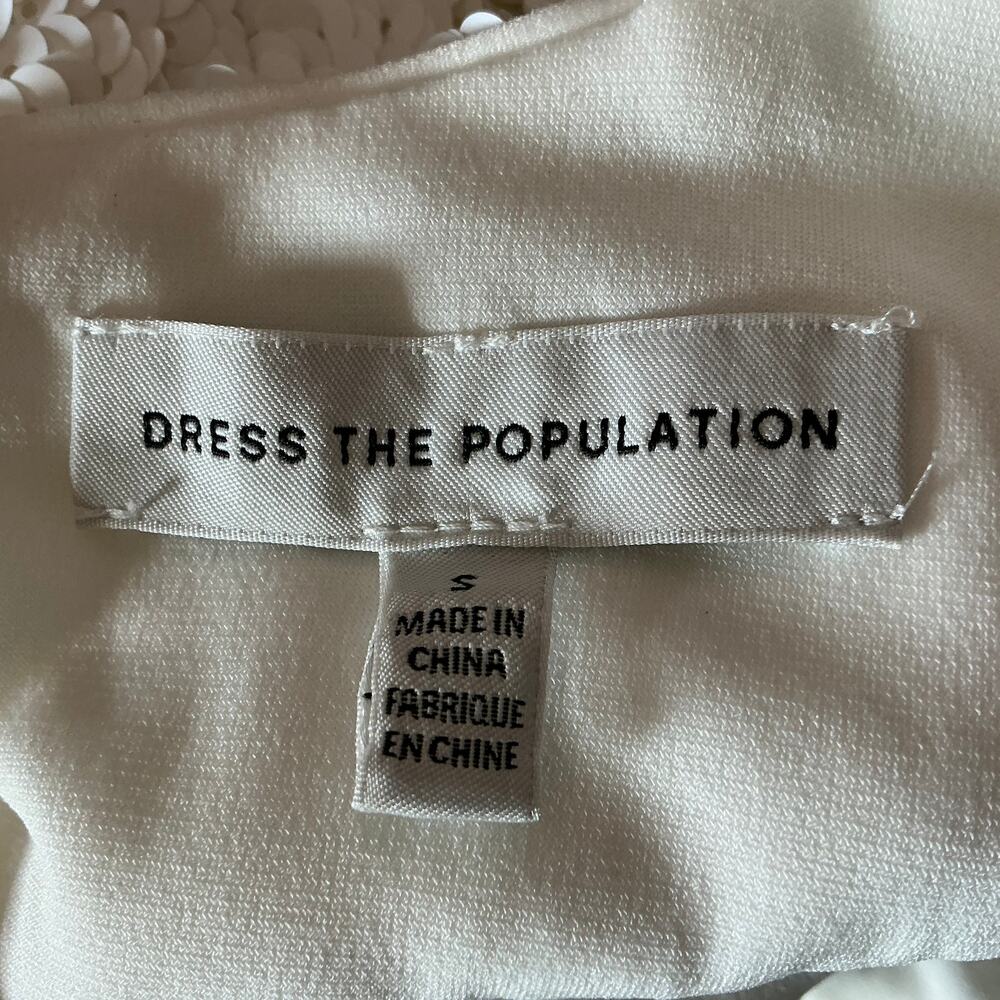 Dress the Population Sequined Halter Mini Sheath Cocktail Dress White Size Small - Picture 11 of 12